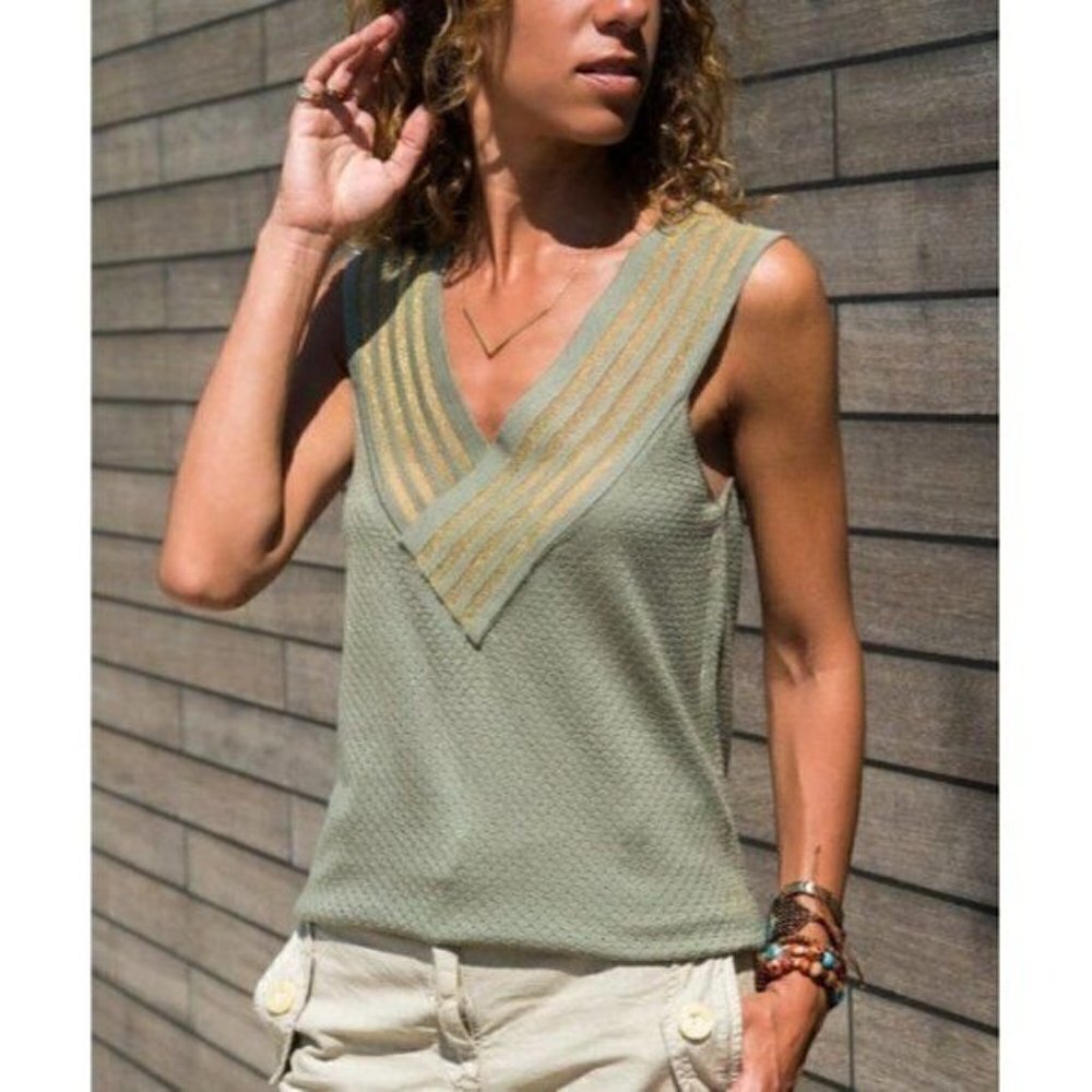 AQE Olive Green Knitted Sleeveless Top